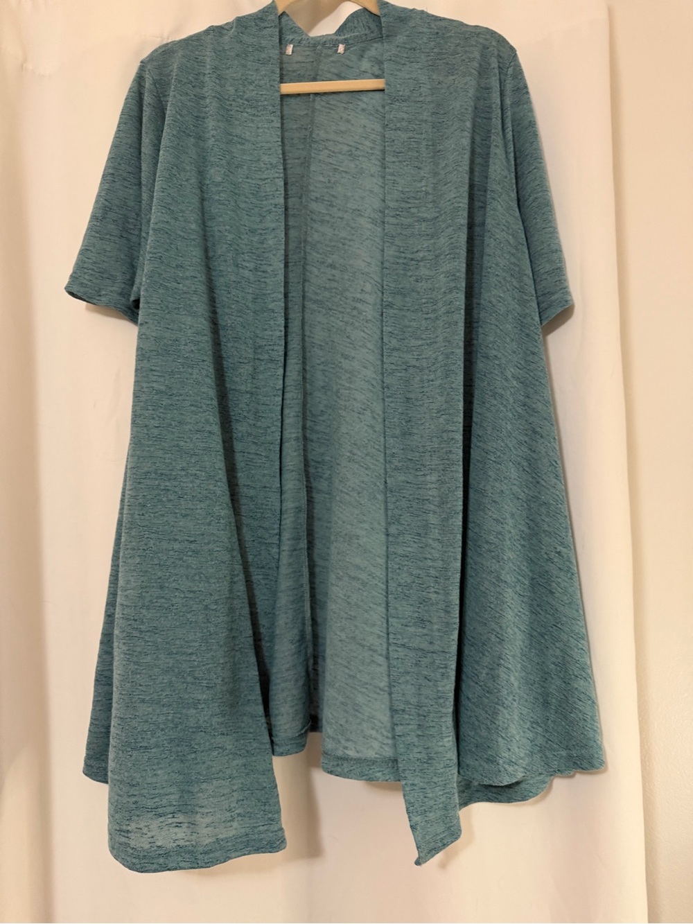 Woman Within Teal lightweight Open-Front Short-Sleeve Draped Cardigan
